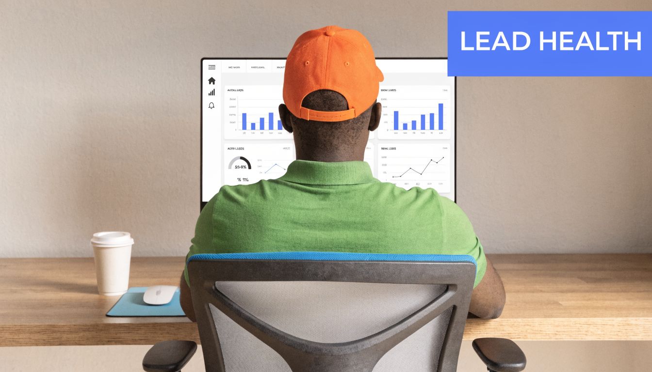 A professional analyzing digital marketing data for home services lead generation on a computer monitor.