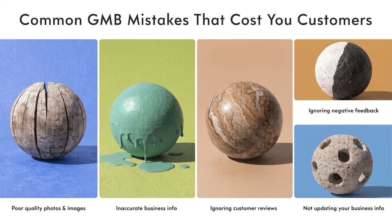 An infographic illustrating four common Google My Business mistakes that negatively impact customer trust and business growth.